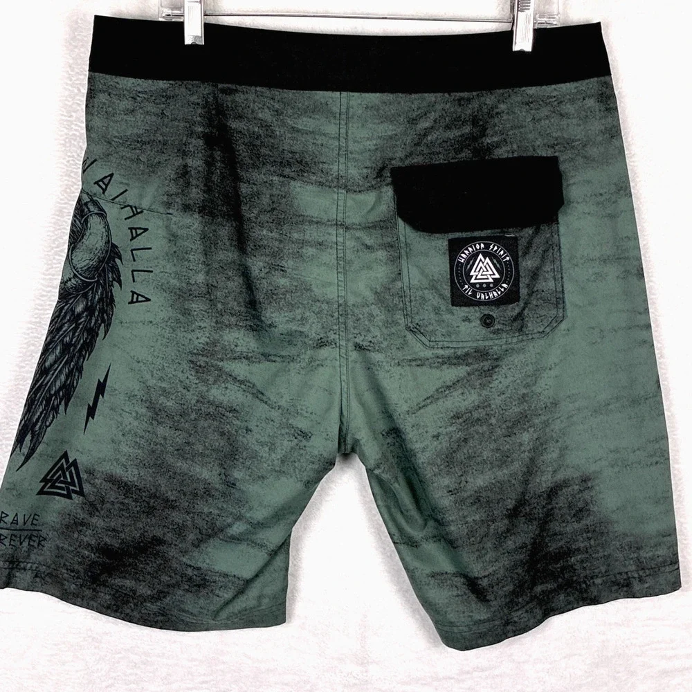 Howitzer Board Shorts Men 34 Green Military Viking Valhalla Operator Spec Ops